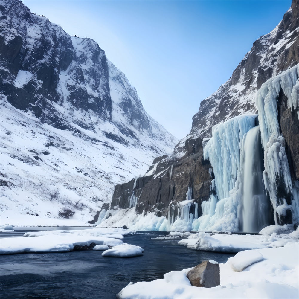 Fondali Di Scene Invernali Maestoso Sfondo Di Cascate Coperte Di Ghiaccio BRP11-36