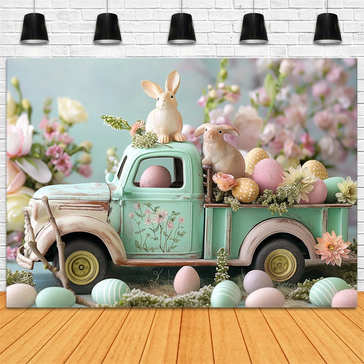 Sfondo Di Immagini Di Pasqua Sfondo Di Uova Floreali Di Camion Coniglietto BRP11-366