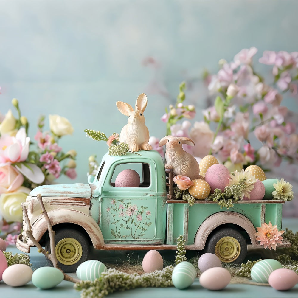 Sfondo Di Immagini Di Pasqua Sfondo Di Uova Floreali Di Camion Coniglietto BRP11-366