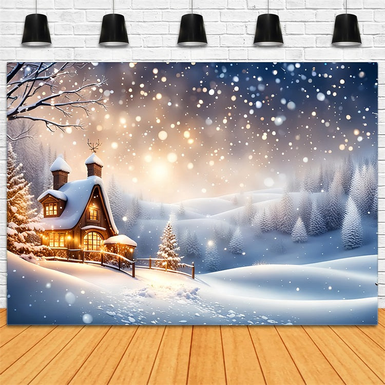 Idee Per Lo Sfondo Invernale Cottage Immerso Nello Sfondo Del Paesaggio Innevato BRP11-37