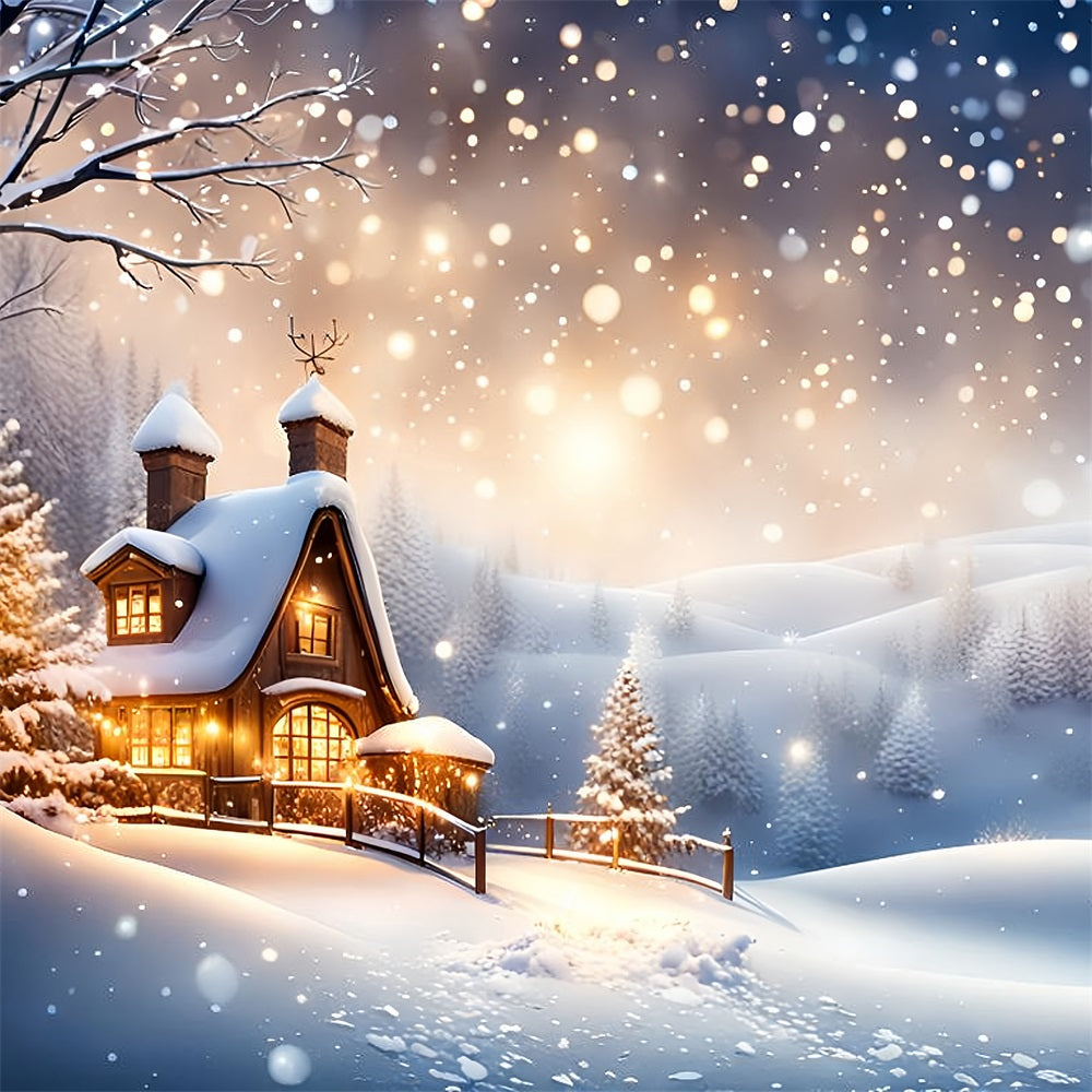 Idee Per Lo Sfondo Invernale Cottage Immerso Nello Sfondo Del Paesaggio Innevato BRP11-37