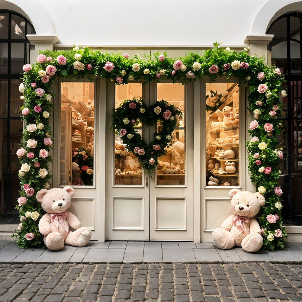 Sfondo Fotografico Di San Valentino Sfondo Per Porta Con Rose Di Orsacchiotto BRP11-380