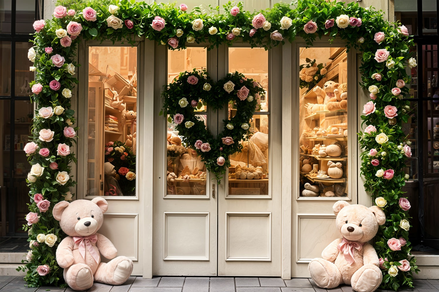 Sfondo Fotografico Di San Valentino Sfondo Per Porta Con Rose Di Orsacchiotto BRP11-380