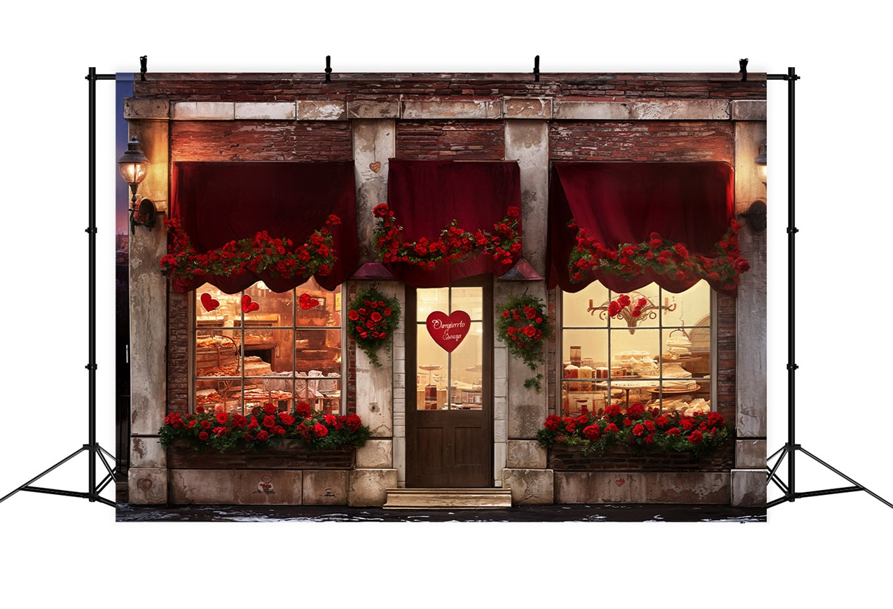 Sfondo Per Servizio Fotografico Di San Valentino Sfondo Con Rose A Cuore E Panetteria BRP11-387