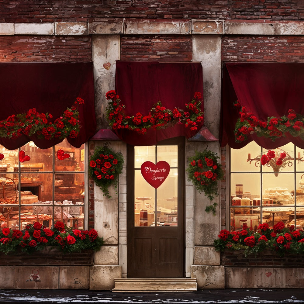 Sfondo Per Servizio Fotografico Di San Valentino Sfondo Con Rose A Cuore E Panetteria BRP11-387