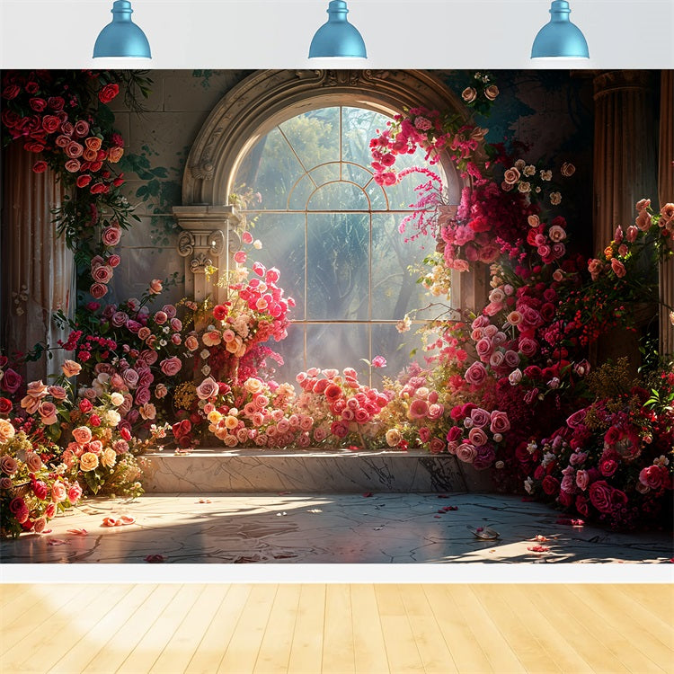 Sfondo San Valentino Rose Vibranti Sfondo Finestra Illuminata Dal Sole BRP11-403