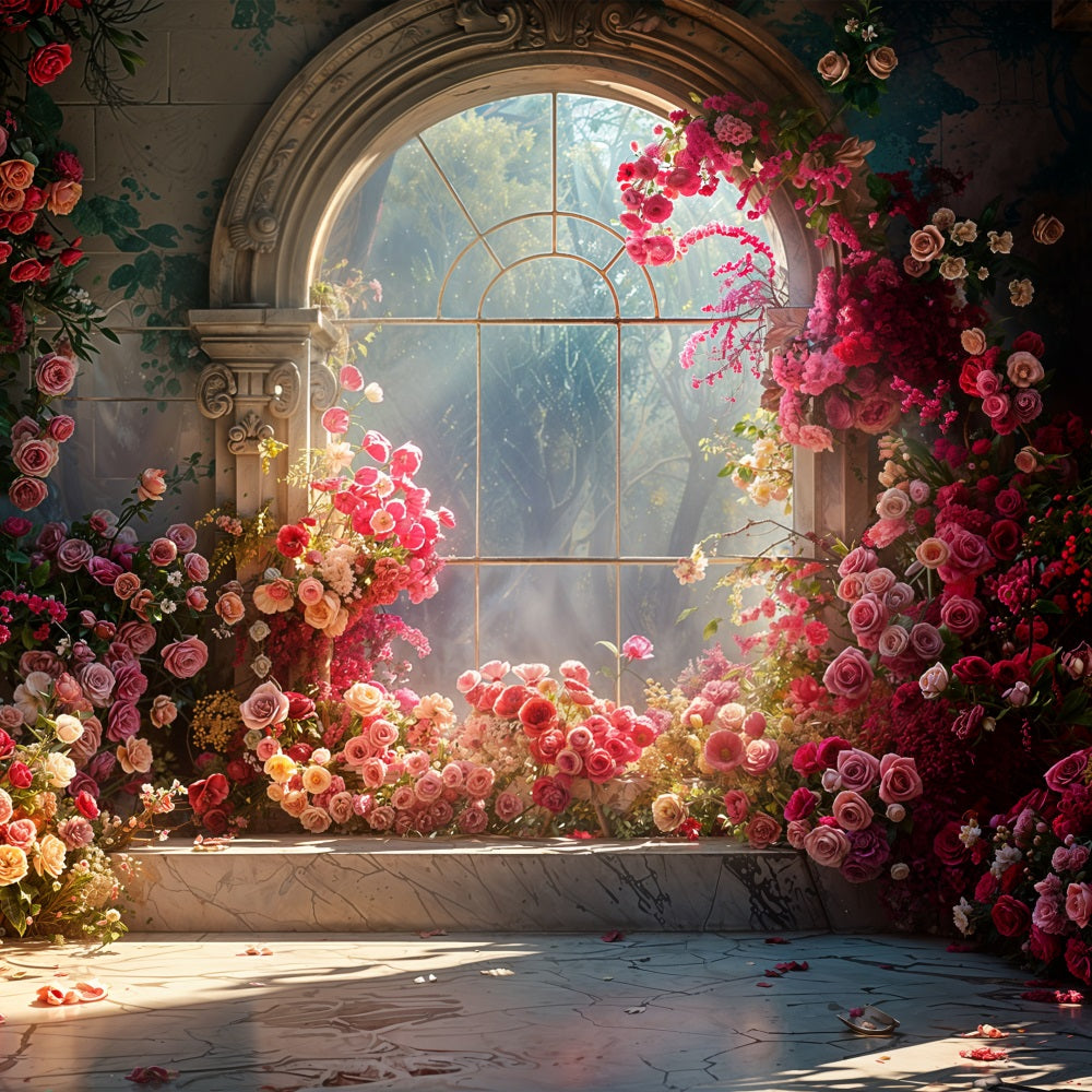 Sfondo San Valentino Rose Vibranti Sfondo Finestra Illuminata Dal Sole BRP11-403