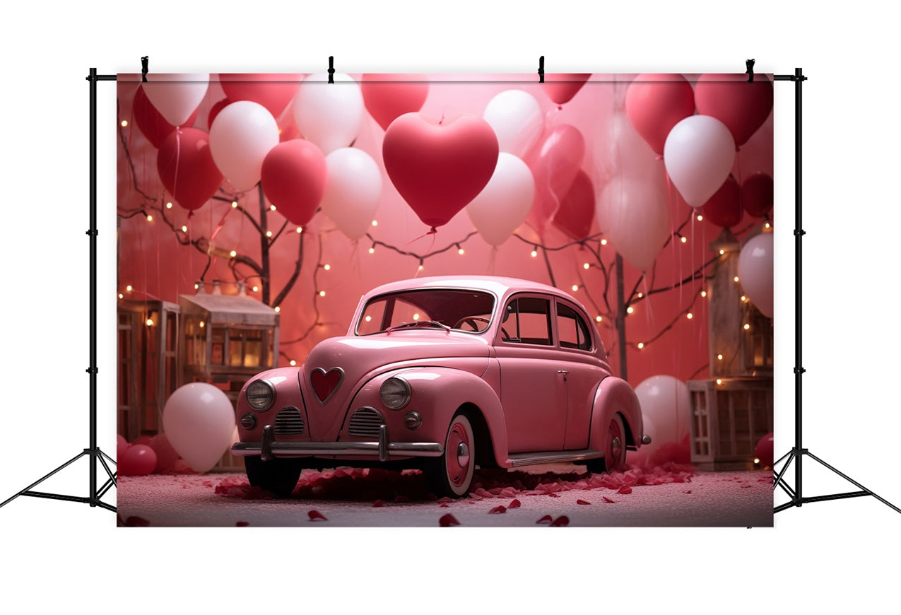 Sfondo Per Servizio Fotografico Di San Valentino Sfondo Di Palloncini Rosa Con Cuore Per Auto BRP11-404