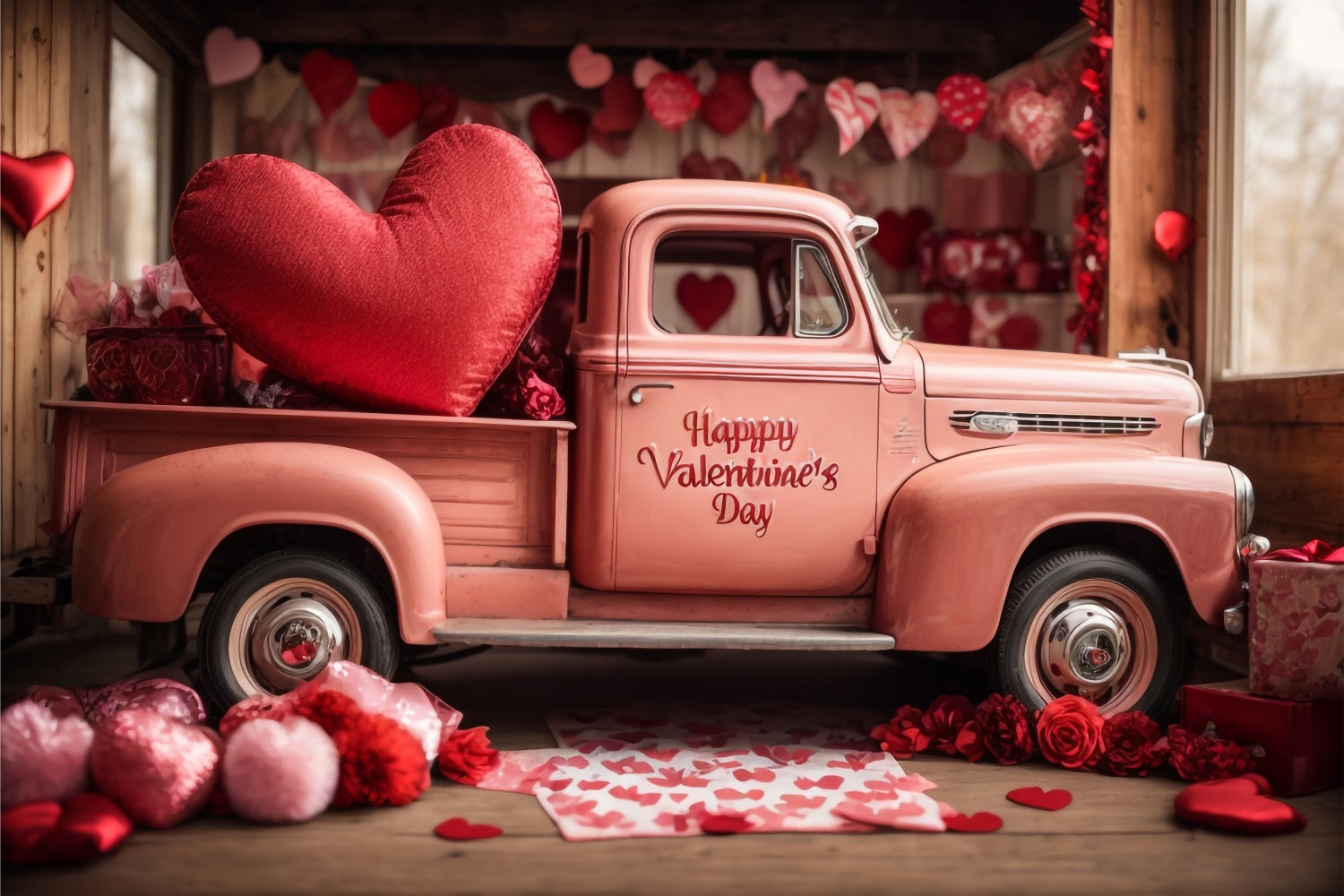 Sfondo San Valentino Romantico Camion Rosa Sfondo BRP11-408