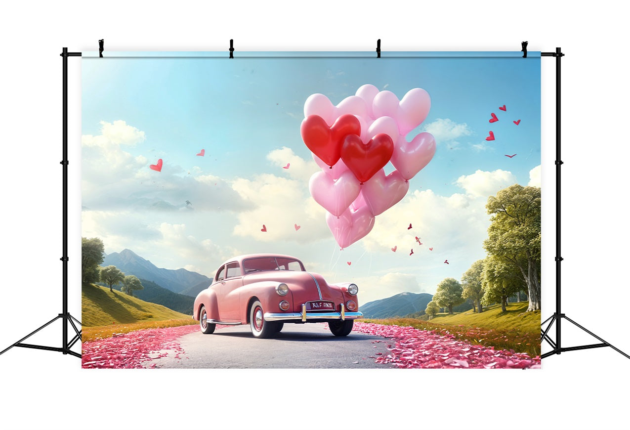 Fondali Di San Valentino Cuore Palloncino Strada Rosa Auto Sfondo BRP11-411