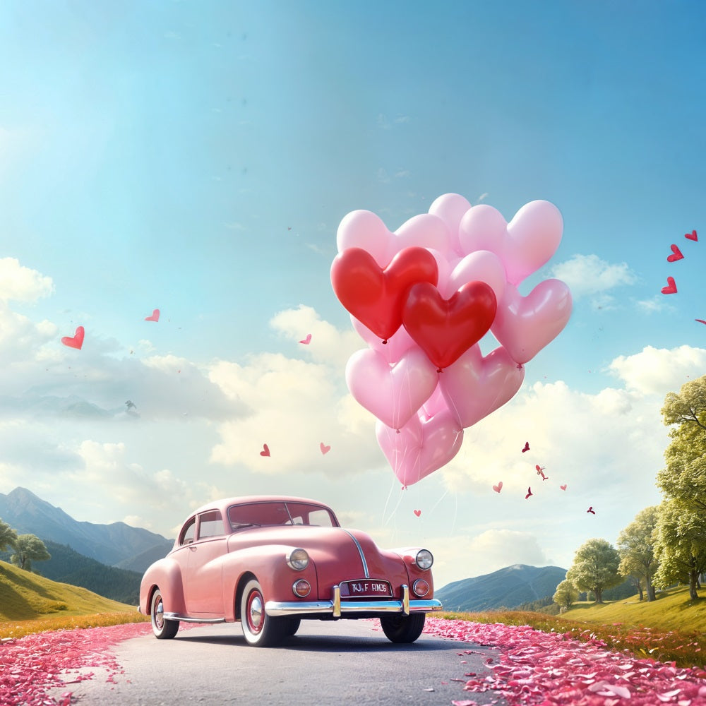 Fondali Di San Valentino Cuore Palloncino Strada Rosa Auto Sfondo BRP11-411