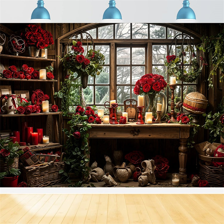 Fondali Di San Valentino Romantico Sfondo Vintage Con Rose Per Finestre BRP11-419