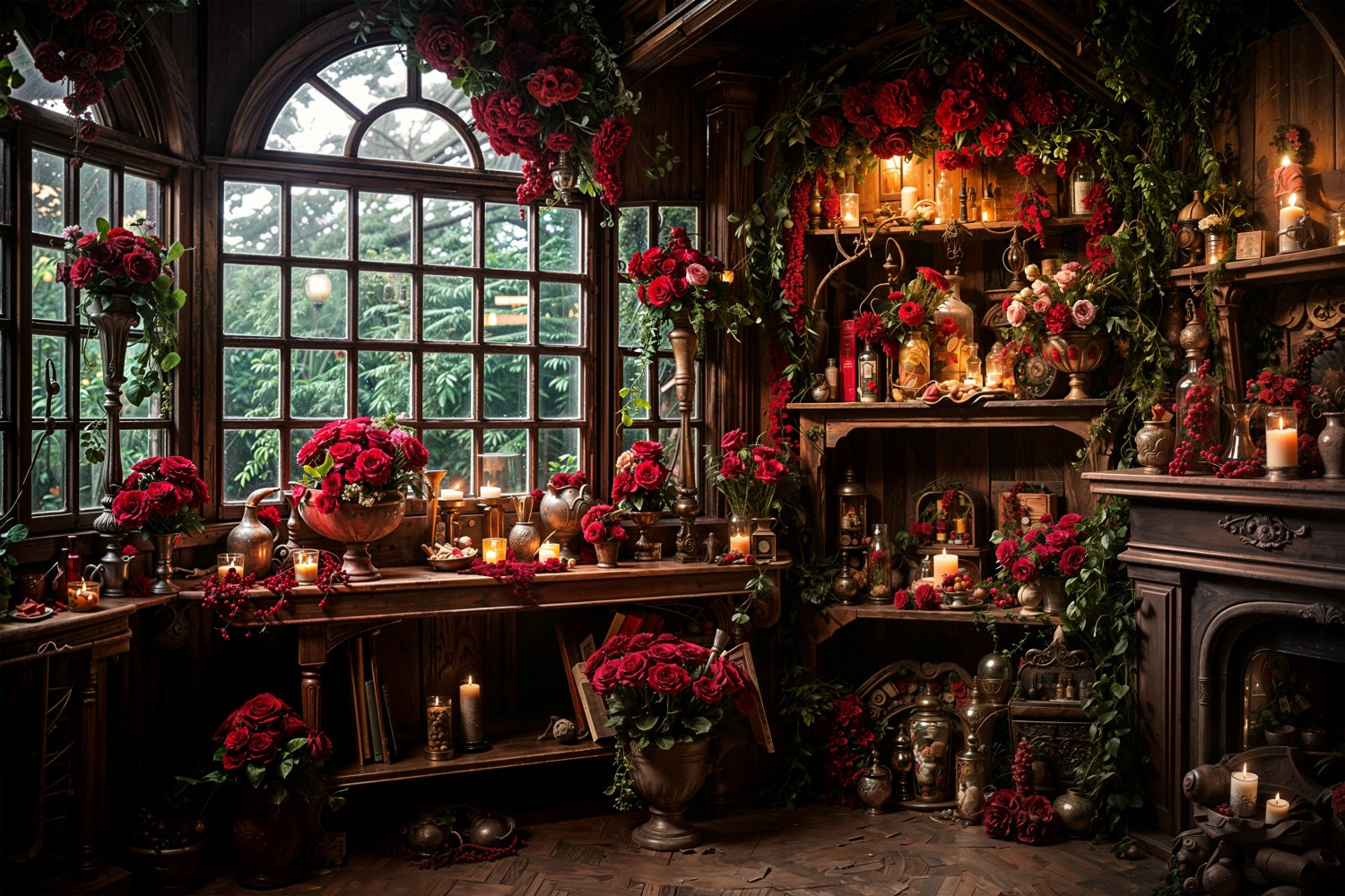 Fondali Di San Valentino Finestra Floreale Sfondo Di Luce Calda BRP11-420