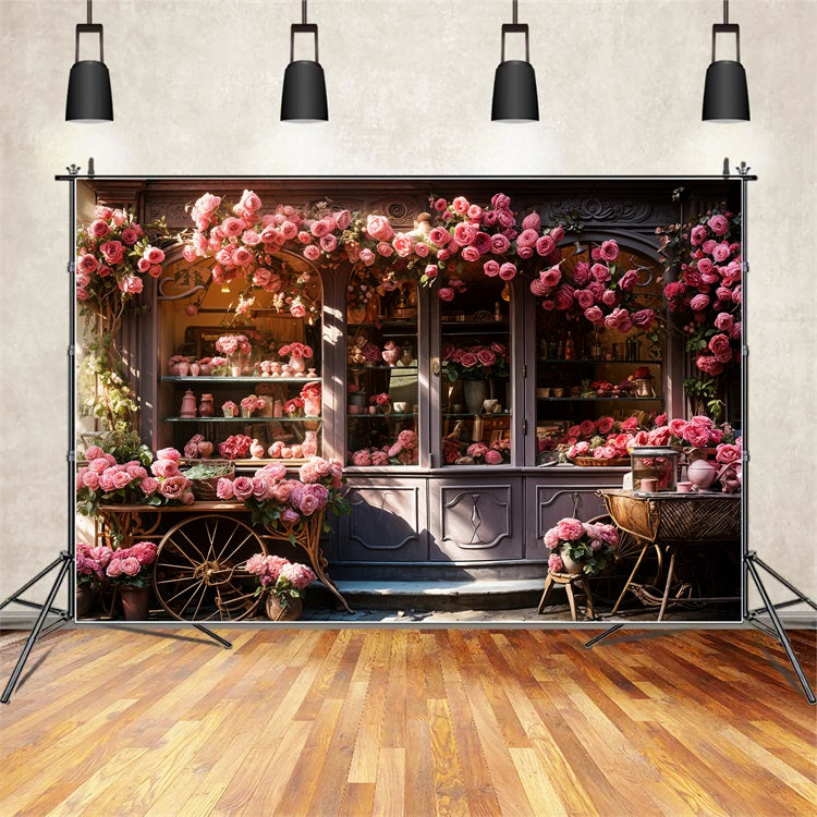 Fondali Fotografici Per San Valentino Shopfront Sfondo Con Rose Rosa A Cascata BRP11-429