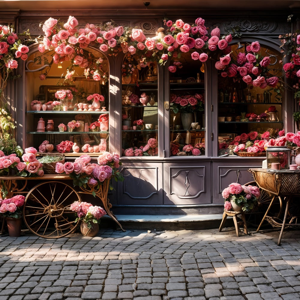 Fondali Fotografici Per San Valentino Shopfront Sfondo Con Rose Rosa A Cascata BRP11-429