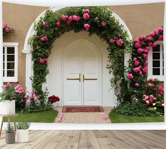 Fondali Per Foto Di San Valentino Sfondo Con Arco Floreale Per Porta Bianca BRP11-437