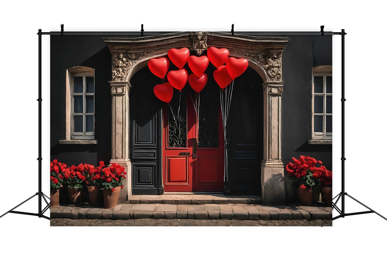 Fondali Di San Valentino Sfondo Porta Palloncini Cuore Rosso BRP11-446