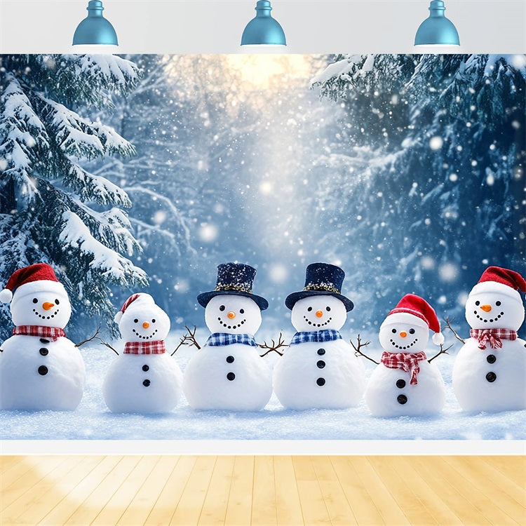 Sfondo Fotografico Invernale Sfondo Festivo Con Pupazzi Di Neve Allegri BRP11-45