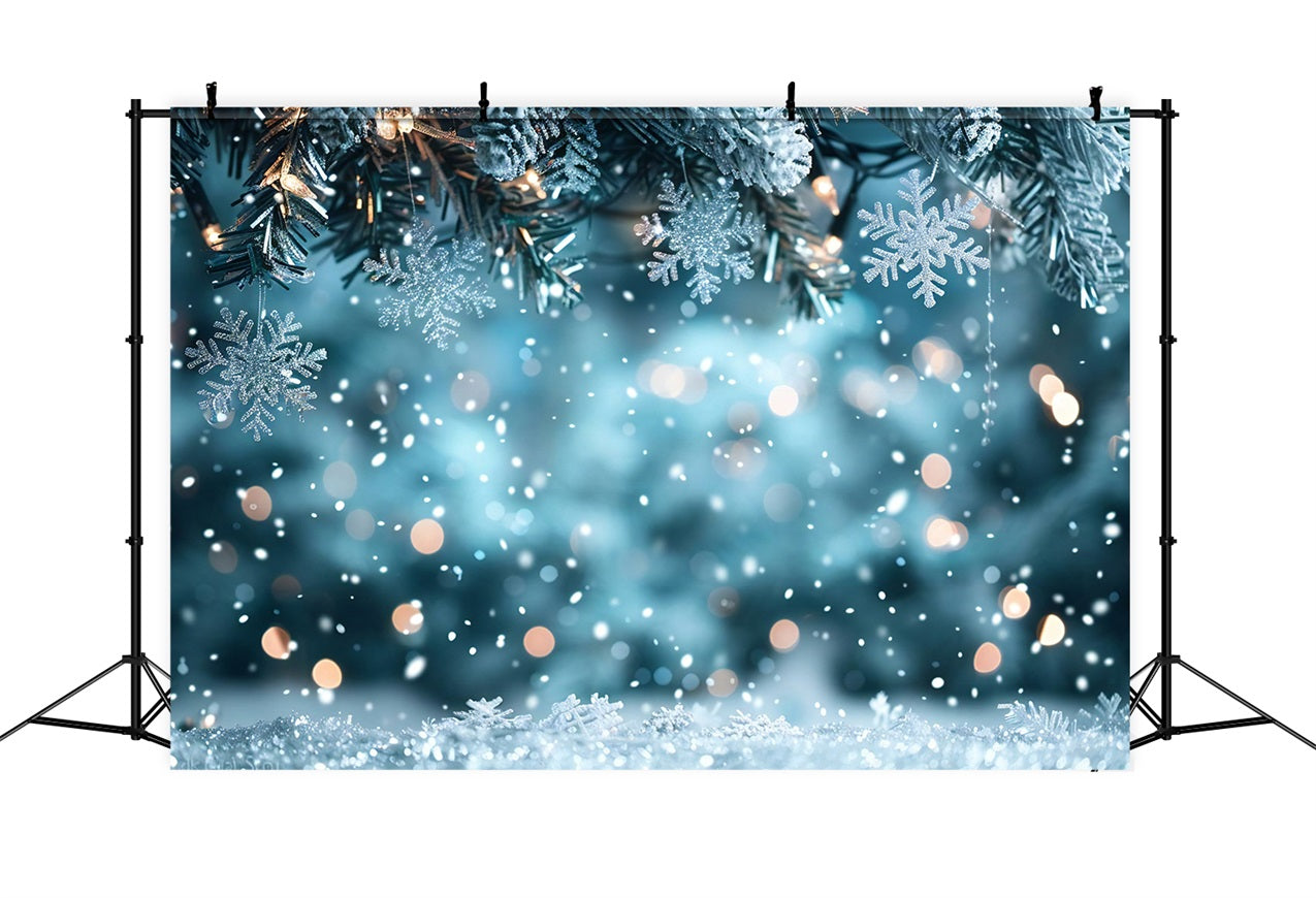 Sfondo Fotografico Sfondo Invernale Con Luci Dell'Albero E Fiocchi Di Neve BRP11-458