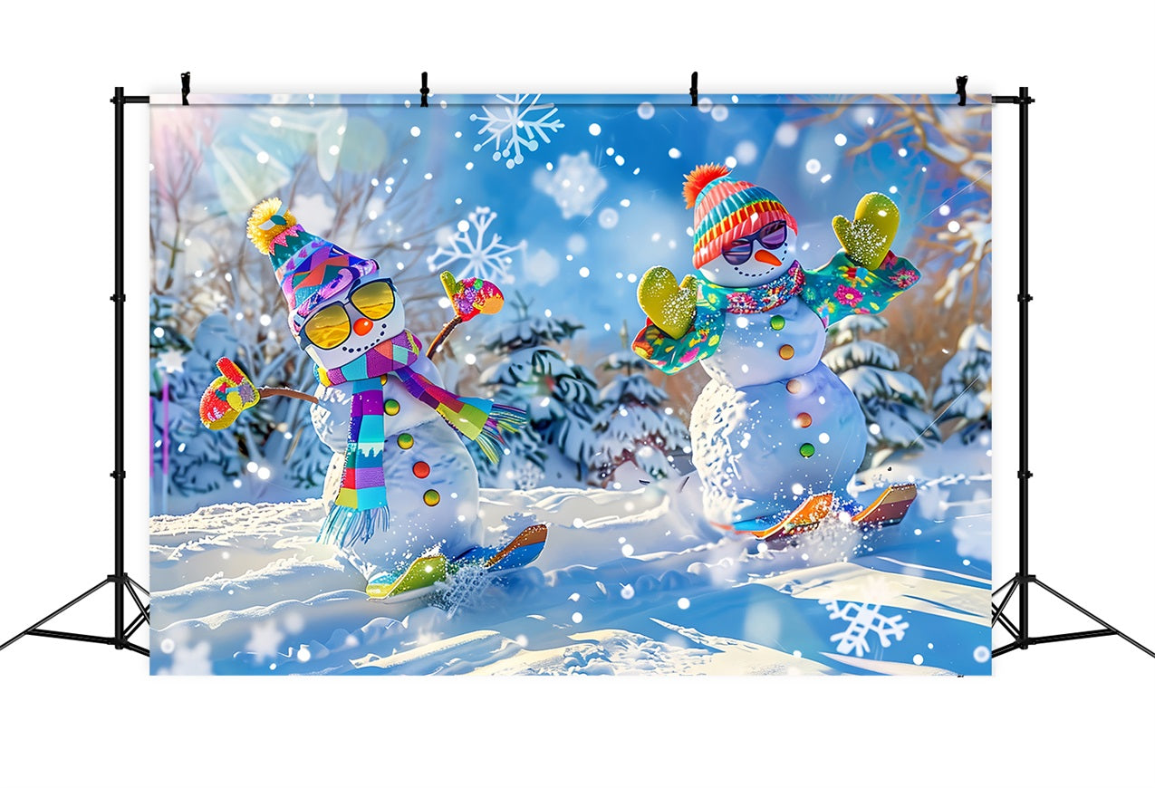 Sfondo Invernale Pupazzi Di Neve Giocosi Sfondo Del Paese Delle Meraviglie Innevato BRP11-46