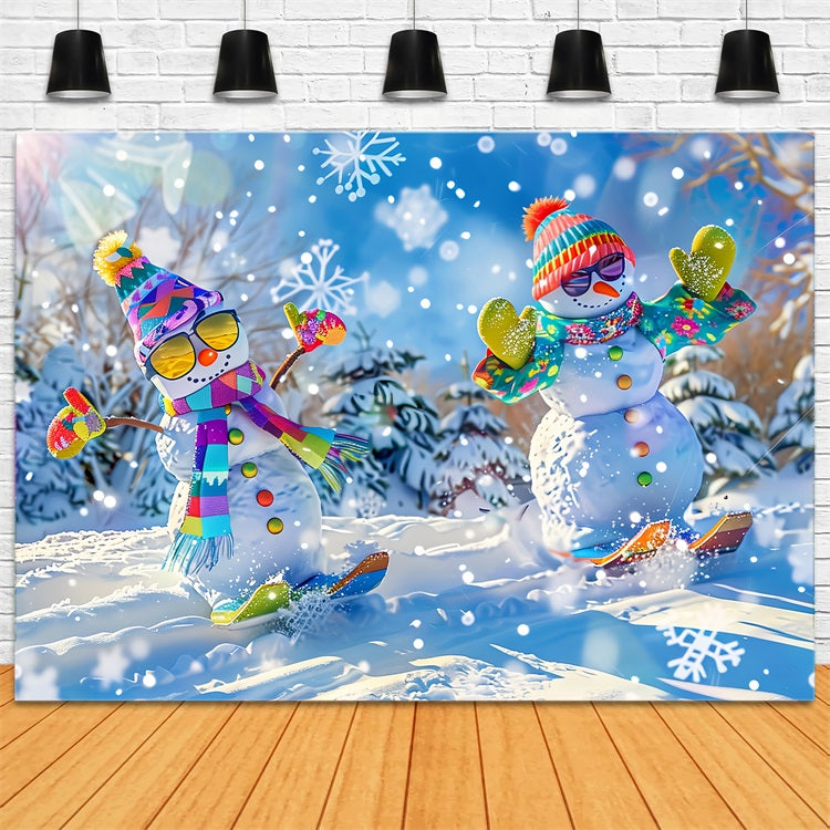 Sfondo Invernale Pupazzi Di Neve Giocosi Sfondo Del Paese Delle Meraviglie Innevato BRP11-46