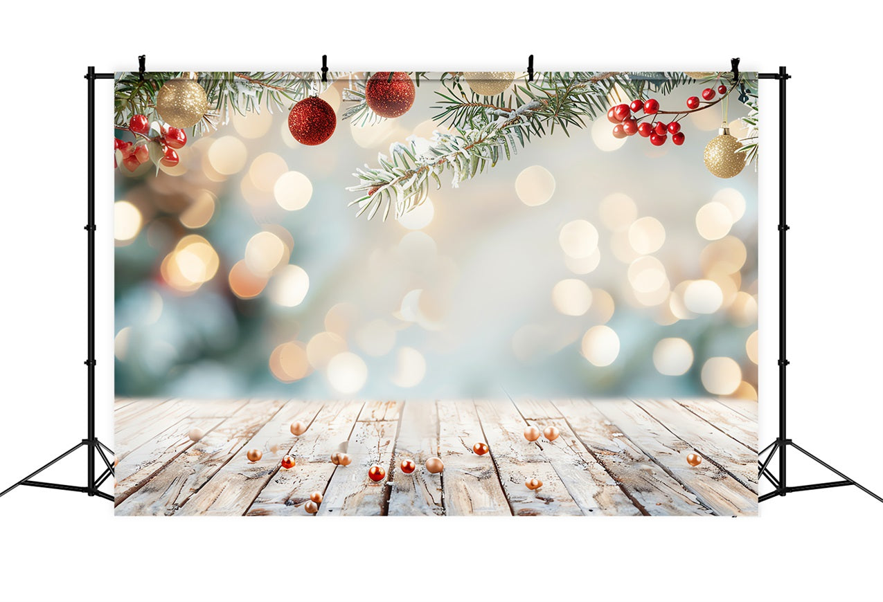 Fondali Invernali Palline Di Natale Sfondo Di Rami Di Abete Innevato BRP11-465