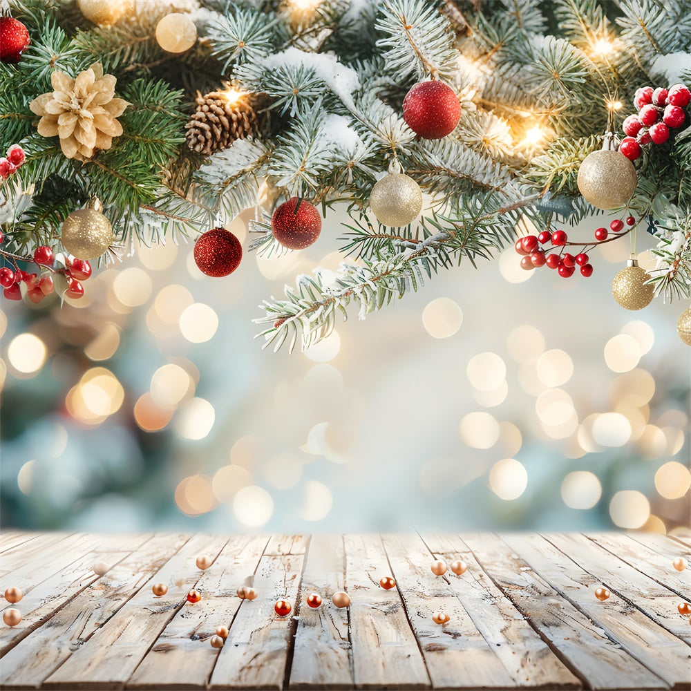 Fondali Invernali Palline Di Natale Sfondo Di Rami Di Abete Innevato BRP11-465