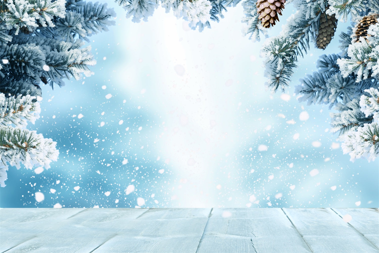 Sfondo Fotografico Invernale Alberi Innevati Che Cadono Fiocchi Di Neve Sfondo BRP11-468