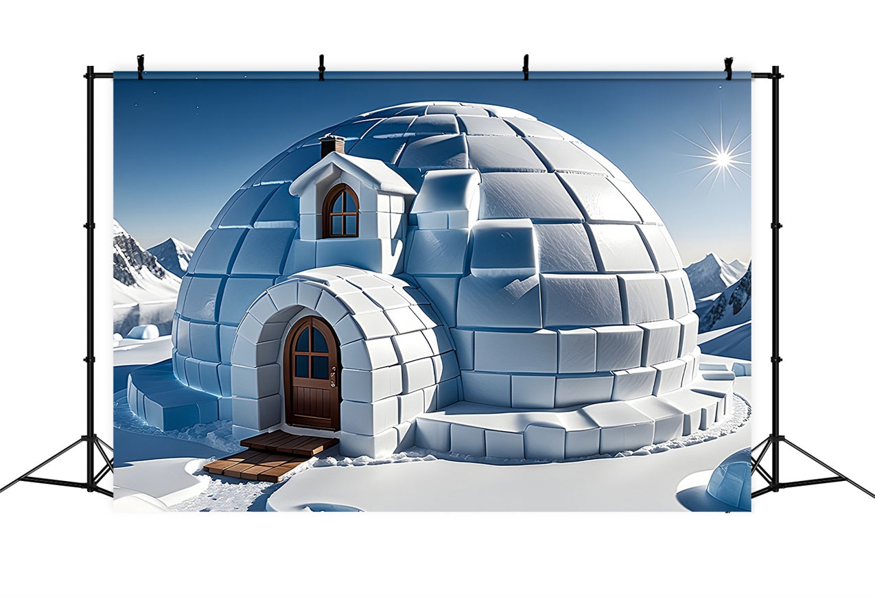 Sfondo Invernale Sereno Igloo Innevato Cielo Luminoso Sfondo BRP11-47
