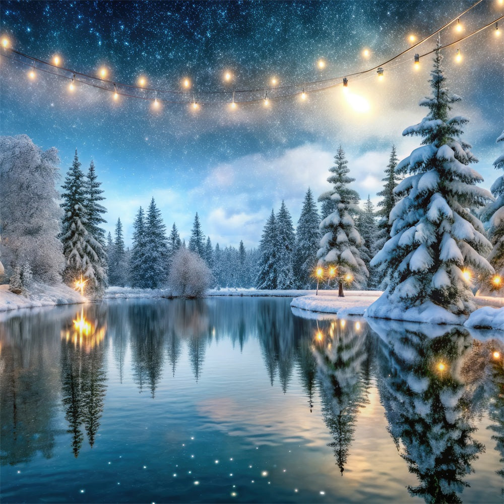 Fondali Della Foresta Invernale Fondale Del Lago Ghiacciato Bagliore Dorato BRP11-484