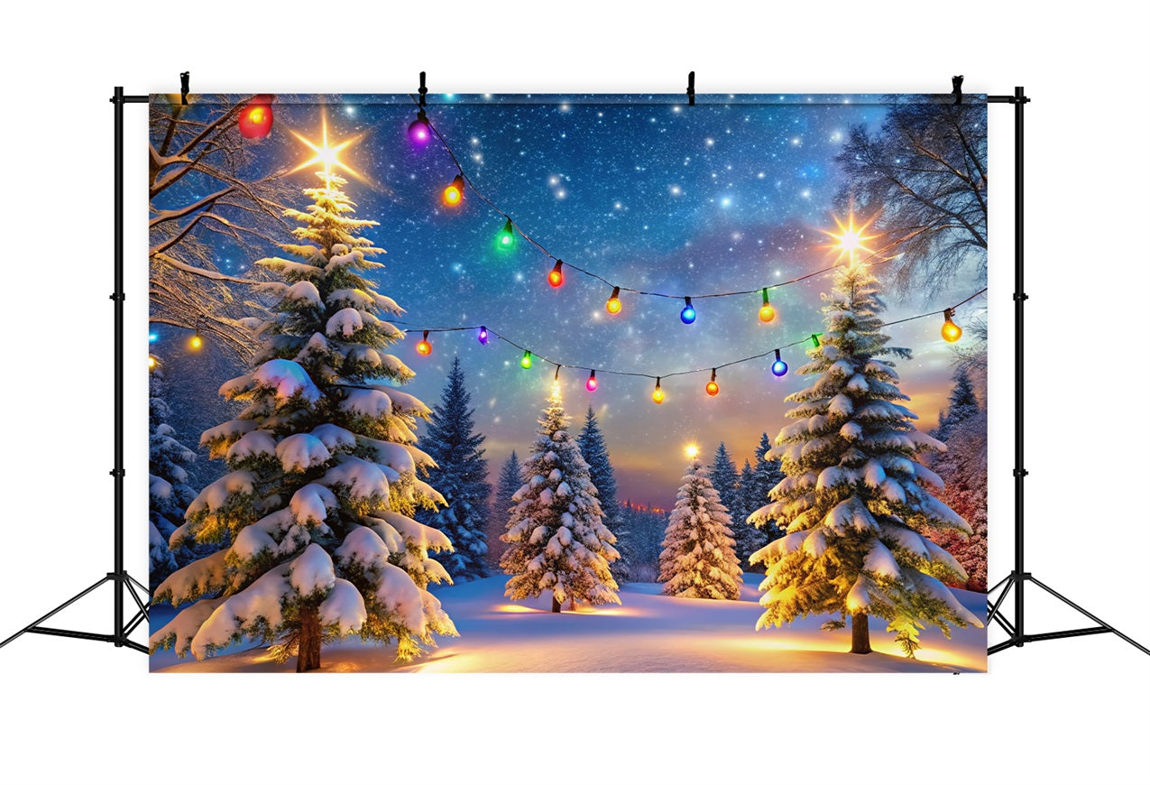 Scene Di Sfondo Invernale Luci Colorate Sfondo Di Alberi Innevati BRP11-485