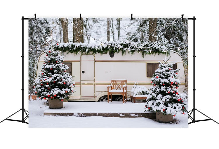 Idee Per Lo Sfondo Invernale Sfondo Della Foresta Di Camper Innevato Di Natale BRP11-495