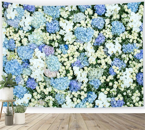 Fondali Fotografici Primaverili Sfondo Da Parete Floreale Bianco Blu BRP11-518