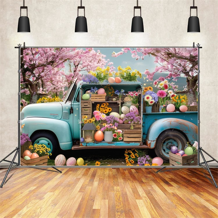 Fondali Di Pasqua Primavera Fiori Uova Camion Sfondo BRP11-519
