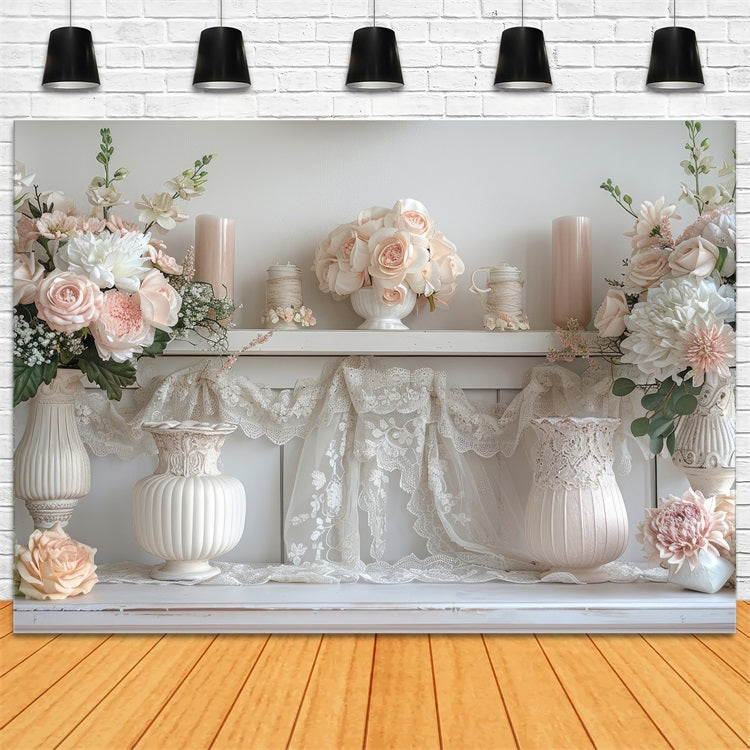 Fondali Fotografici Sfondo Con Disposizione Di Pizzo Floreale Primaverile BRP11-525