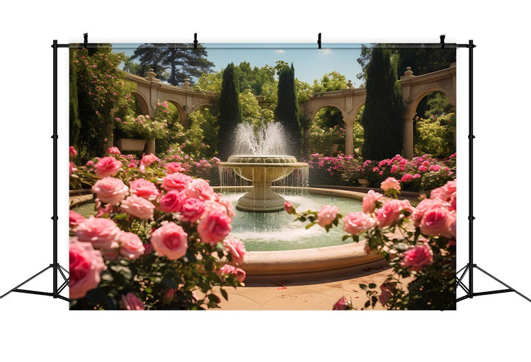Sfondo Primaverile Con Rose In Fiore Fontana Sfondo BRP11-528
