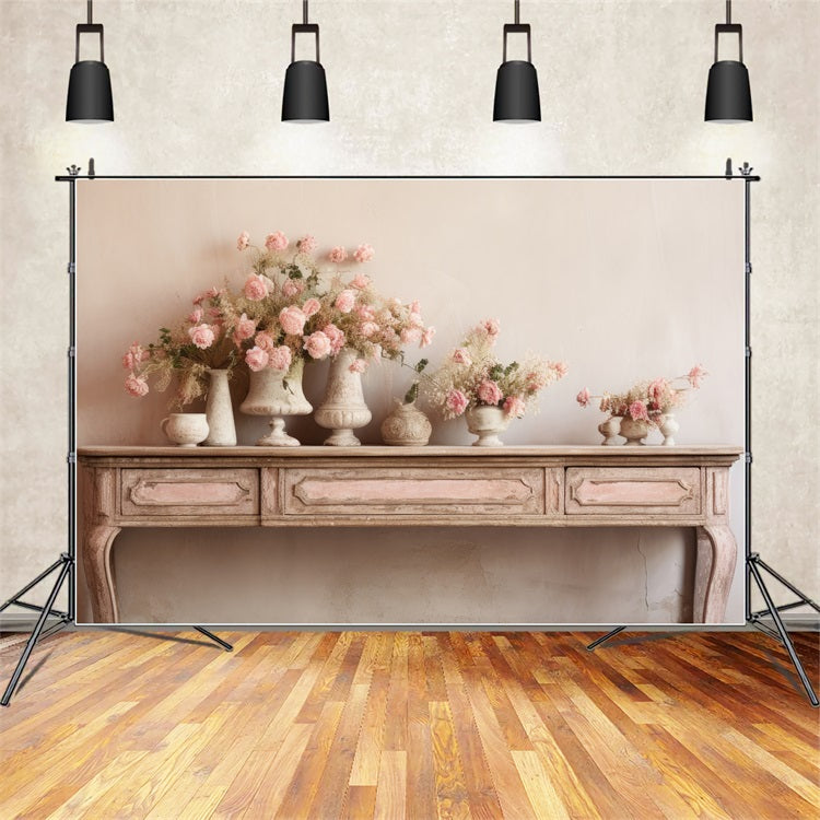 Fondali Primaverili Fotografia Sfondo Da Tavolo Con Composizione Floreale Rosa BRP11-542