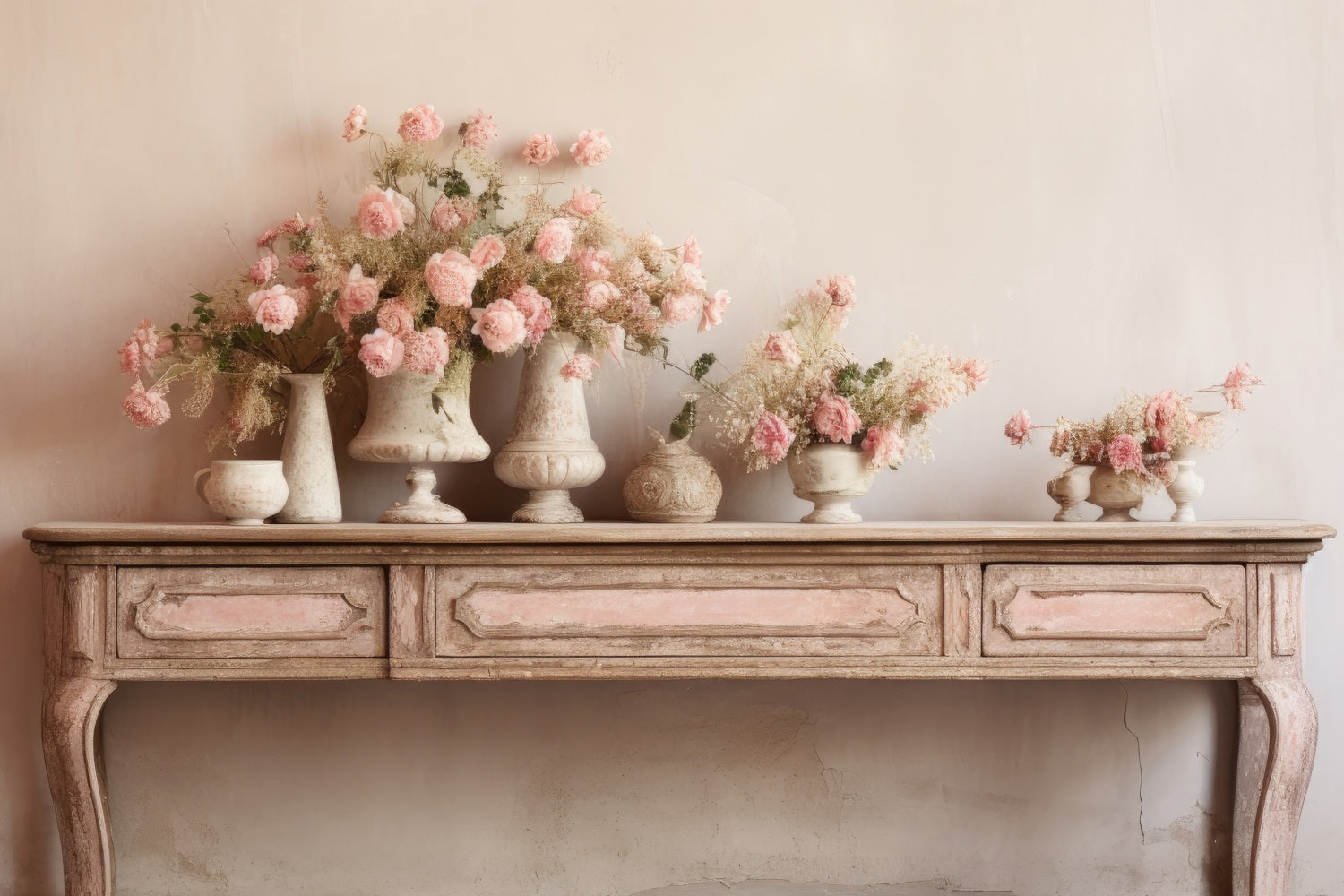 Fondali Primaverili Fotografia Sfondo Da Tavolo Con Composizione Floreale Rosa BRP11-542