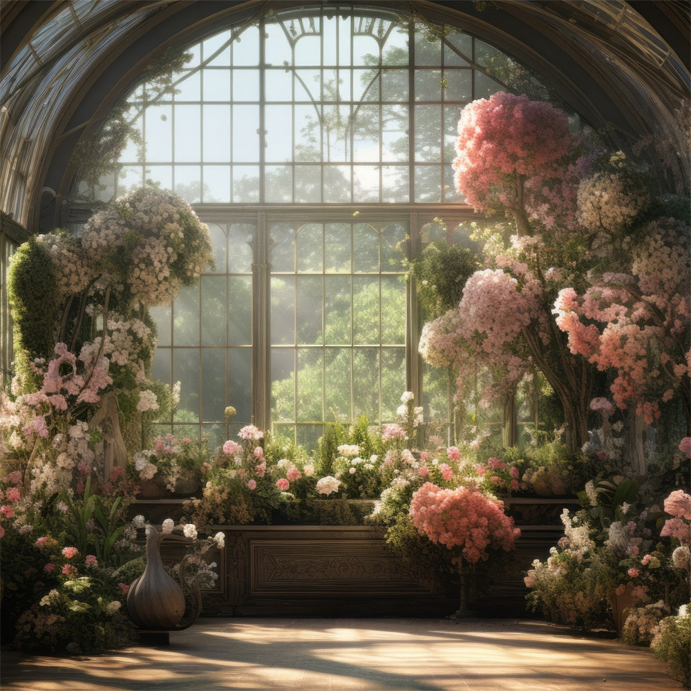 Sfondo Per Servizio Fotografico Primaverile Sfondo Per Finestra Floreale In Vetro D'Inverno BRP11-548