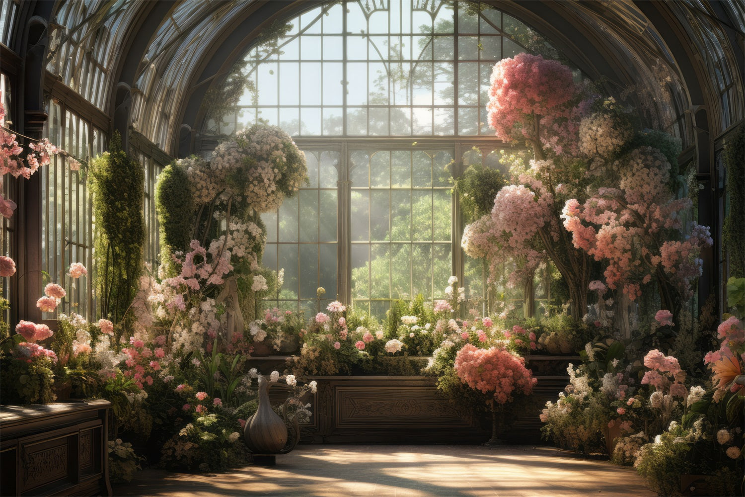 Sfondo Per Servizio Fotografico Primaverile Sfondo Per Finestra Floreale In Vetro D'Inverno BRP11-548