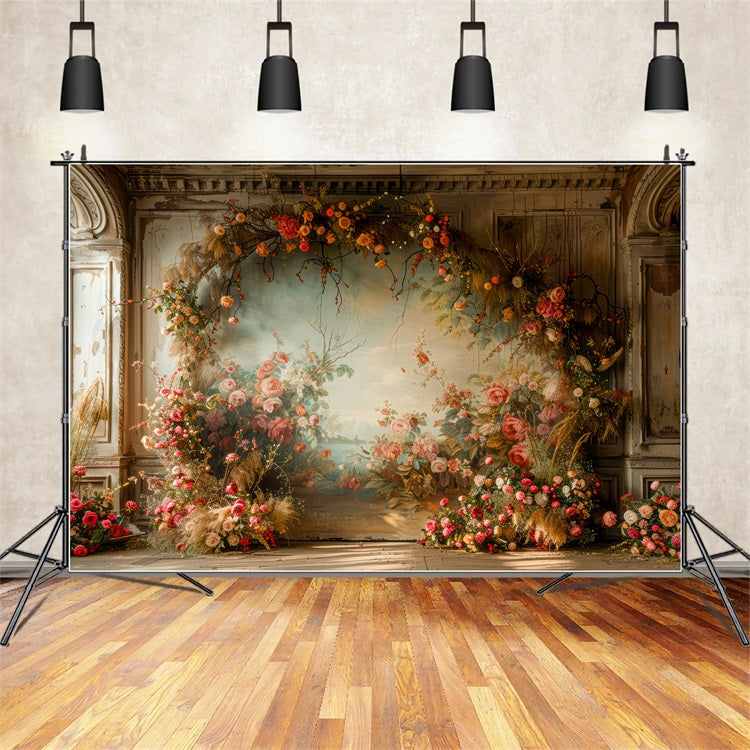 Sfondo A Tema Primaverile Per Camera Con Decorazioni Di Rose E Viti BRP11-550