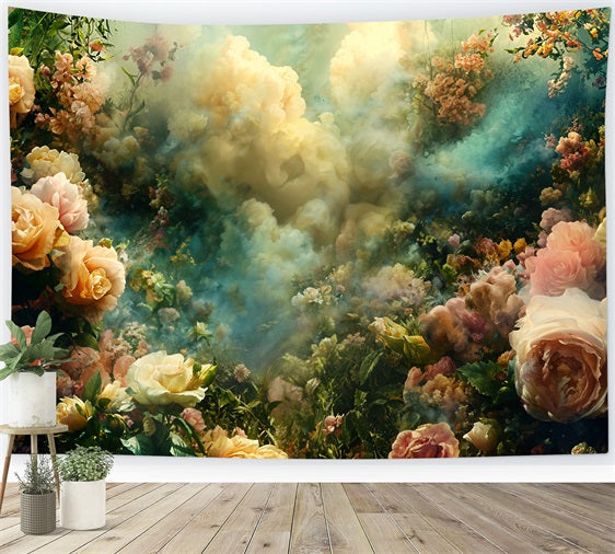 Sfondo Fotografico Vintage Fiori Avvolti In Morbida Nebbia BRP11-553