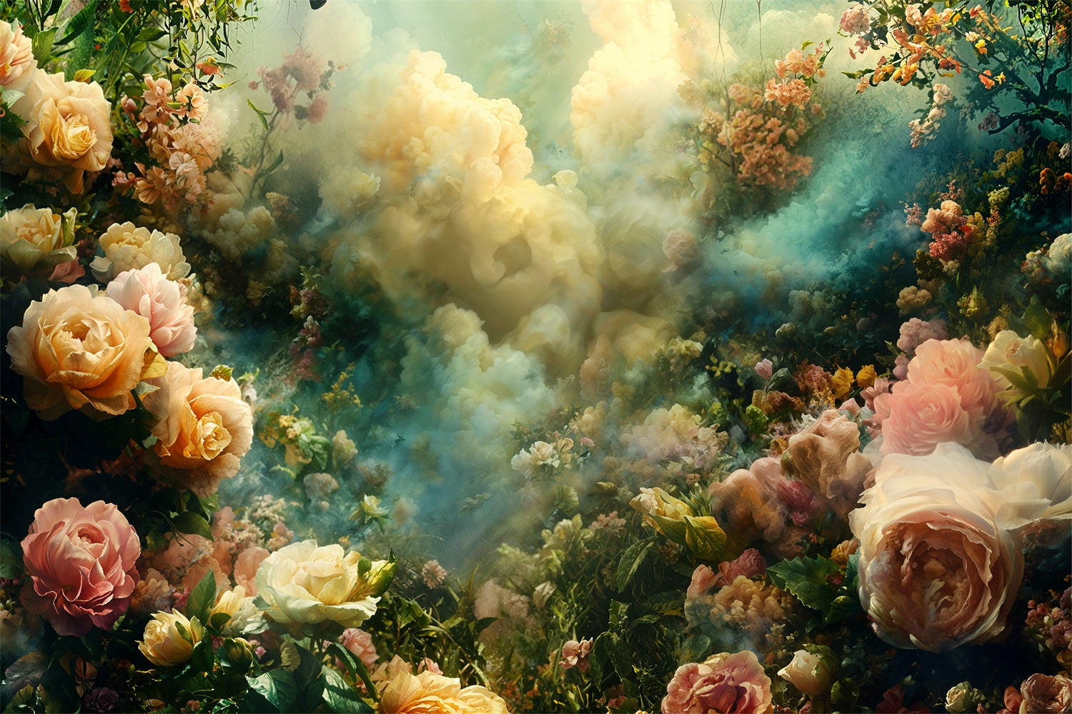 Sfondo Fotografico Vintage Fiori Avvolti In Morbida Nebbia BRP11-553