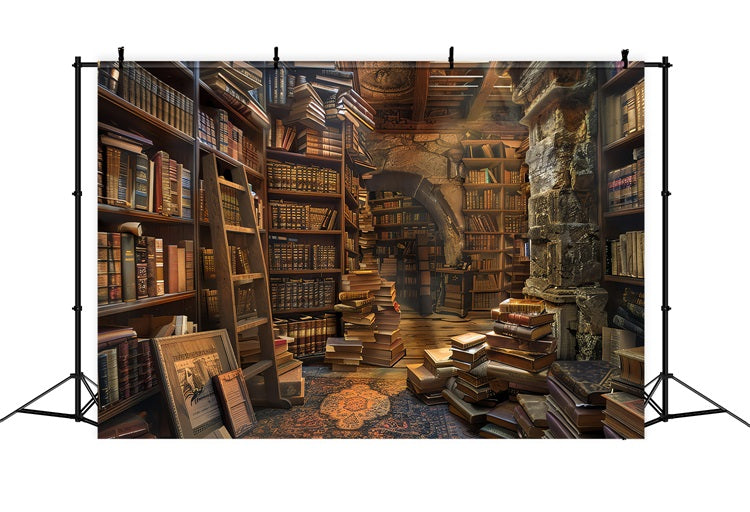 Sfondo Collezione Di Libri Antichi Della Biblioteca Vintage Sfondo BRP11-569