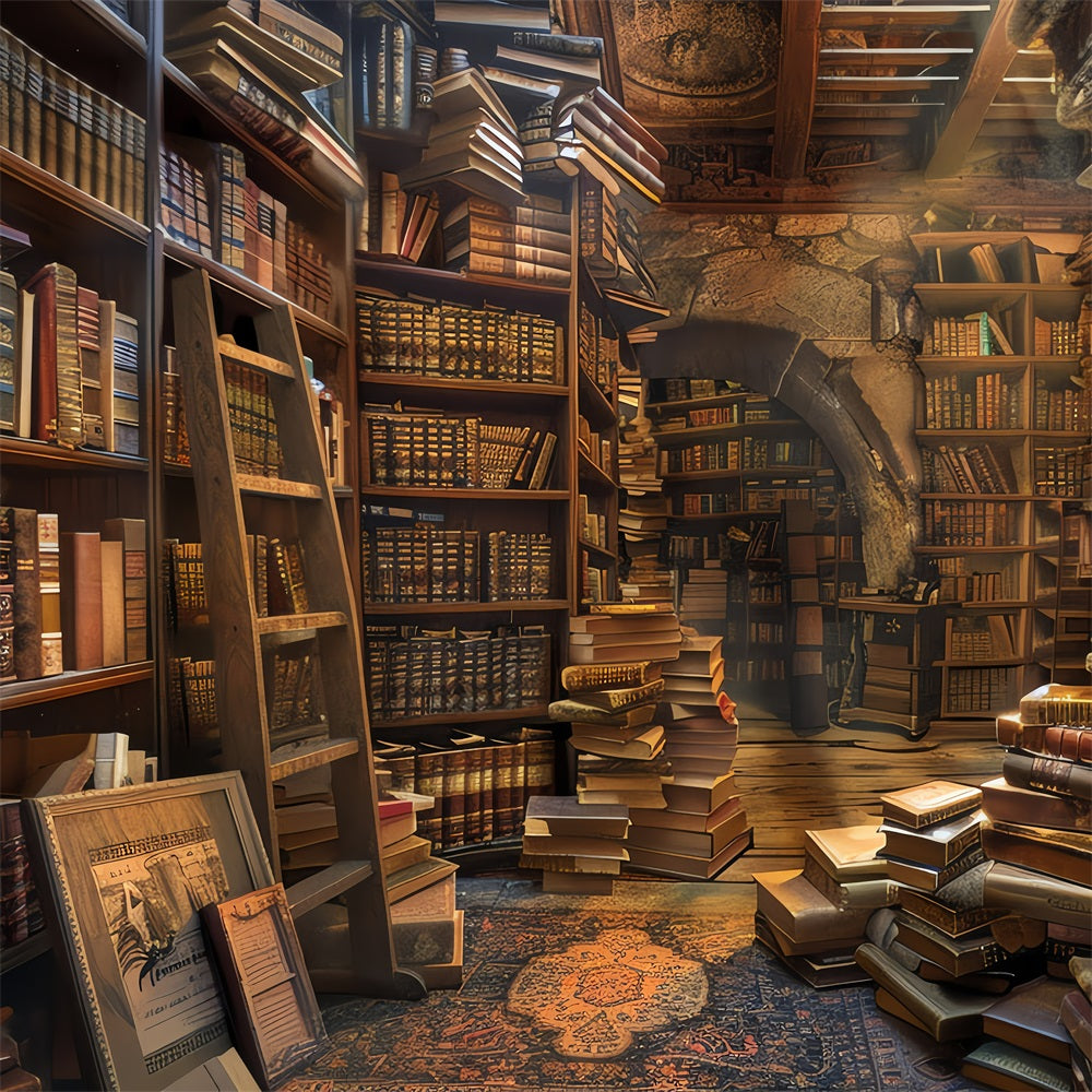 Sfondo Collezione Di Libri Antichi Della Biblioteca Vintage Sfondo BRP11-569