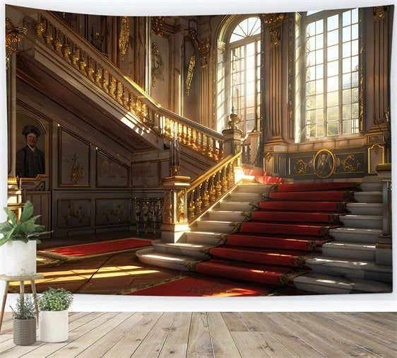 Sfondo Fotografico Sfondo Per Scale Con Tappeto Rosso Vintage Barocco BRP11-599