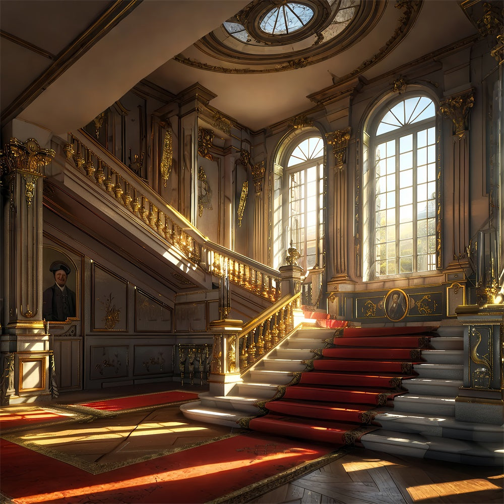 Sfondo Fotografico Sfondo Per Scale Con Tappeto Rosso Vintage Barocco BRP11-599