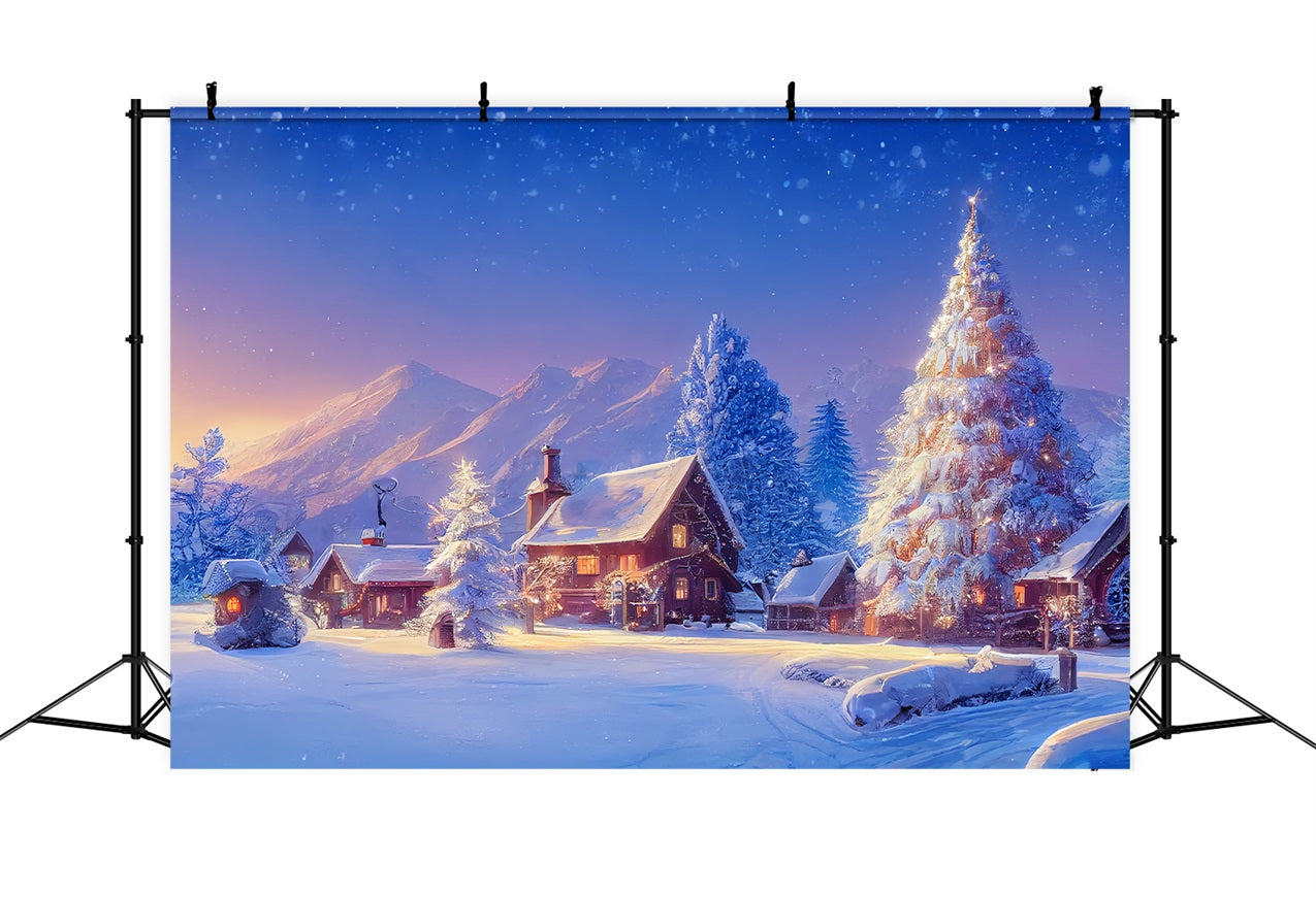 Sfondo Fotografico Cabina Innevata Invernale Sfondo Albero Di Natale BRP11-63