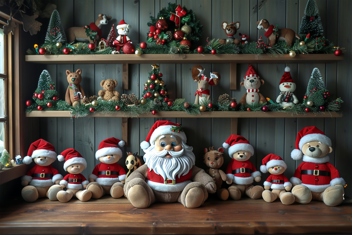 Fondali Natalizi Fondale Del Compagno Di Officina Di Babbo Natale BRP11-76