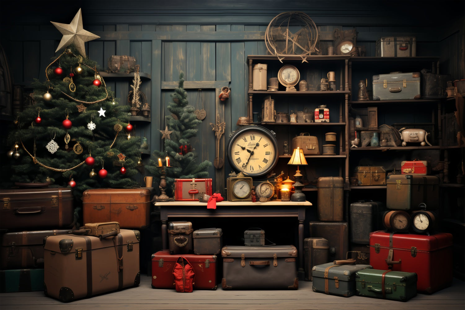 Idee Per Lo Sfondo Natalizio Sfondo Di Decorazioni Classiche Per Il Laboratorio Di Babbo Natale BRP11-85